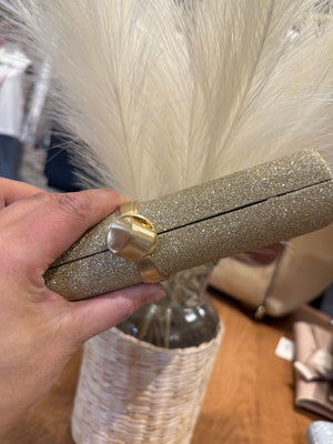 Chinese laundry Glitter and Metal Clutch in Gold b