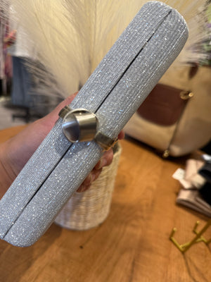 Chinese laundry Glitter and Metal Clutch in Silver c