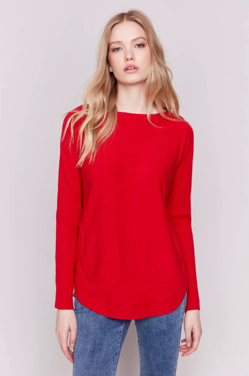 Charlie B Cranberry Lace-Up Cuff Sweater