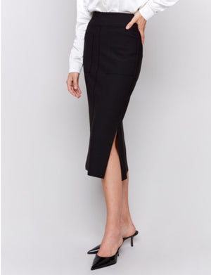 Crepe Knee Skirt Black