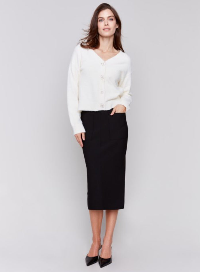 Crepe Knee Skirt Black