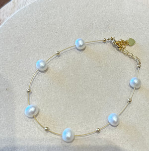 FUYU Gold String Fresh Pearl Bracelet
