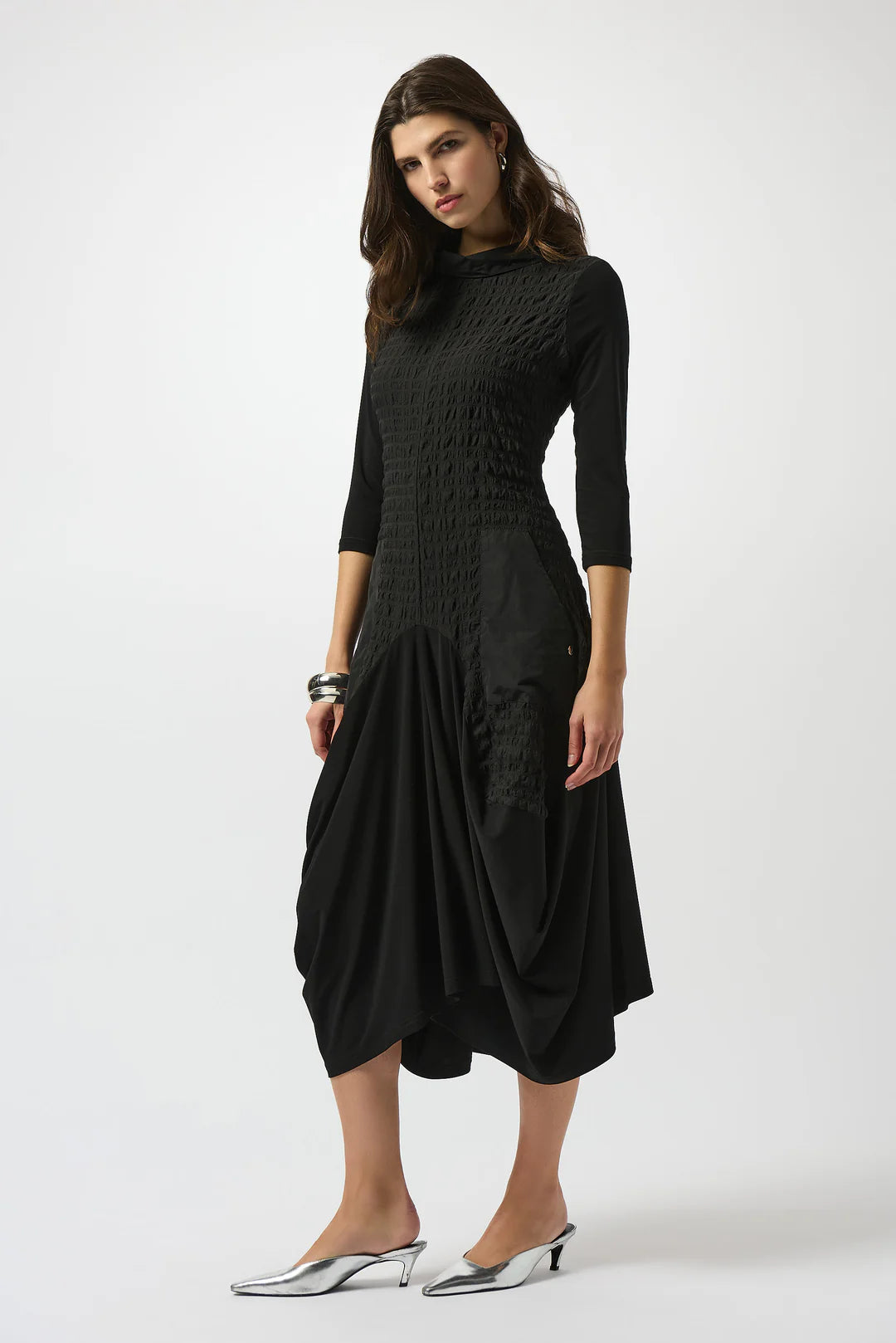 Joseph Ribkoff Bubble Jacquard & Silk Knit Cocoon Dress