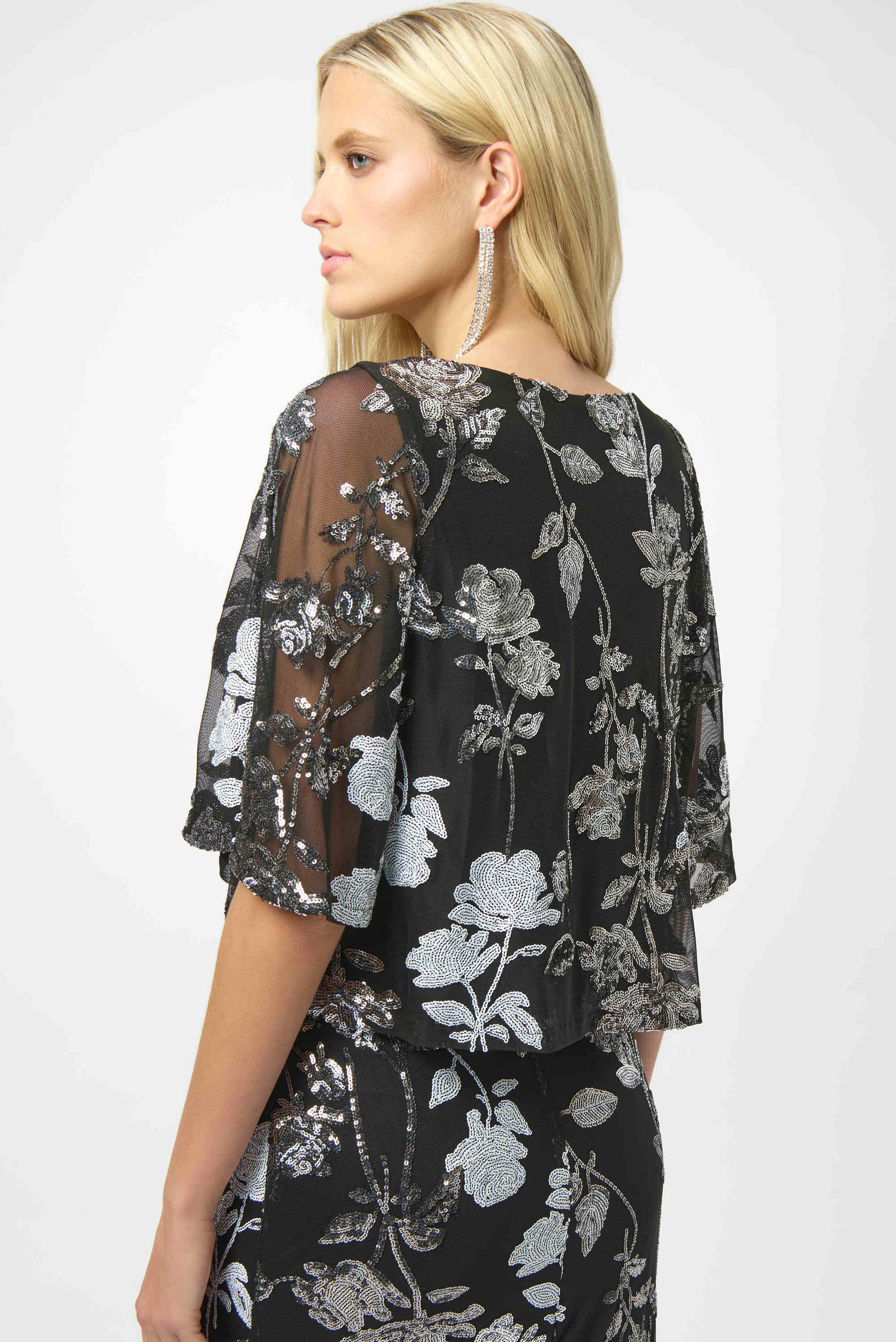 Joseph Ribkoff Sequin Embroidered Floral Top