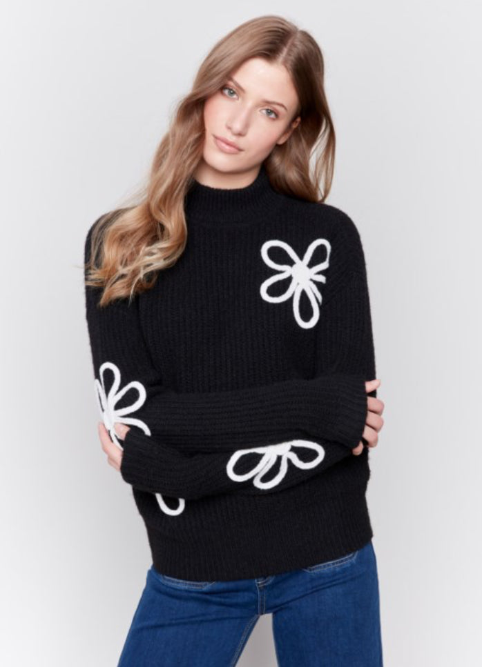 CHAR LONG SLEEVE MOCK-NECK SWEATER BLACK