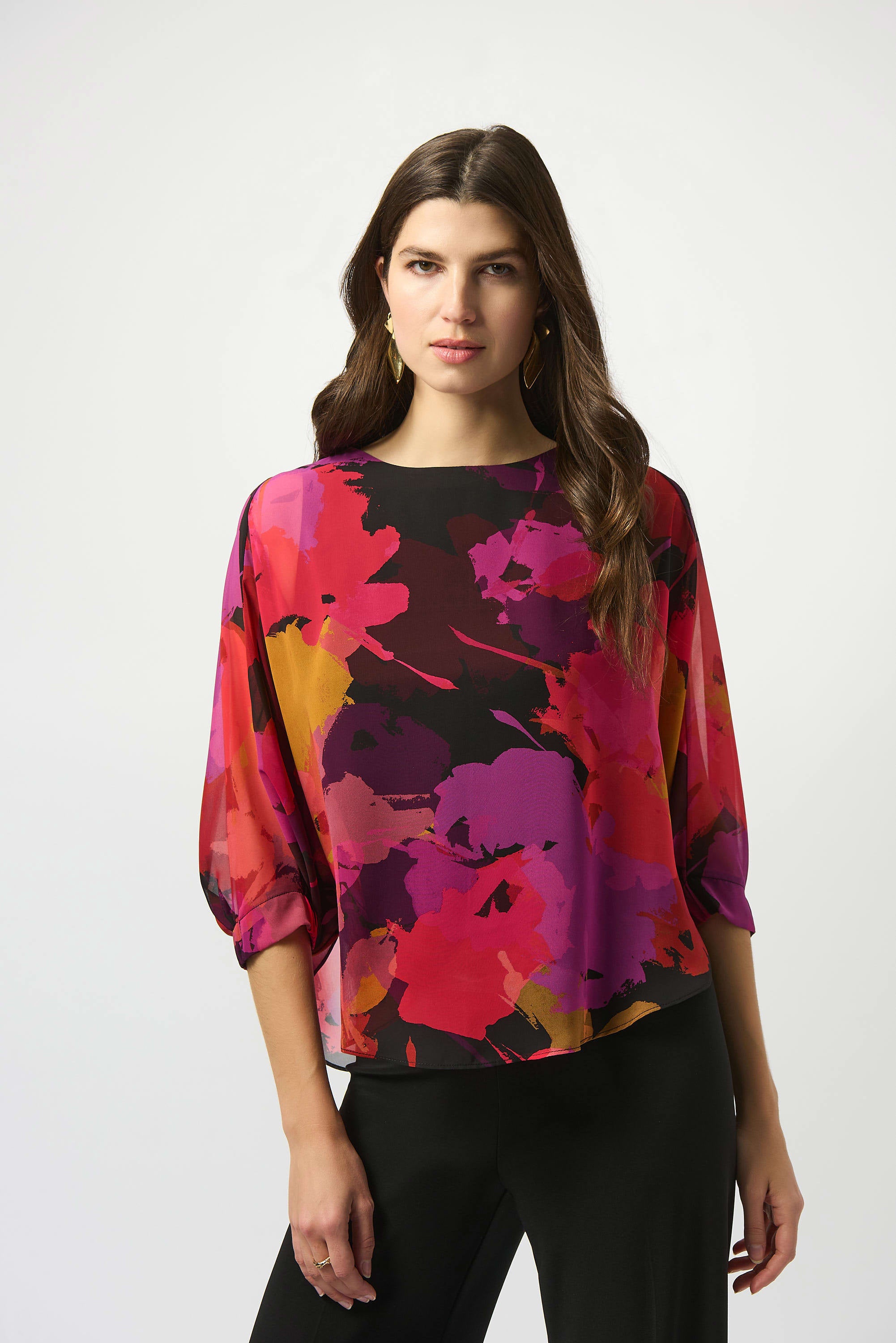 Joseph Ribkoff Multi Floral Chiffon Top