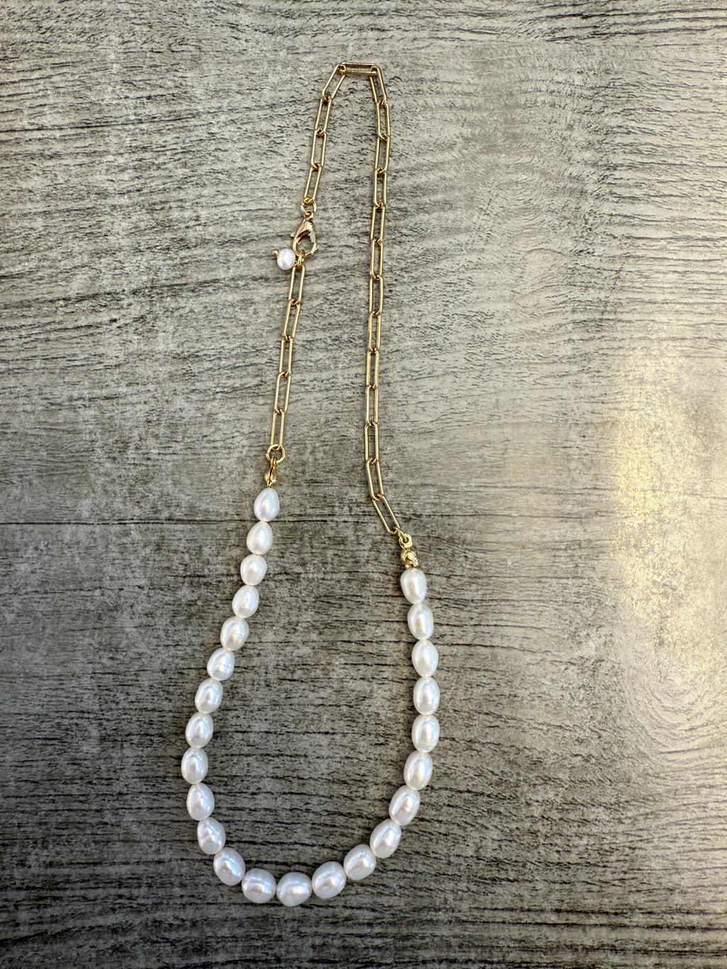 Modern Classic Pearl & Paperclip Chain Necklace