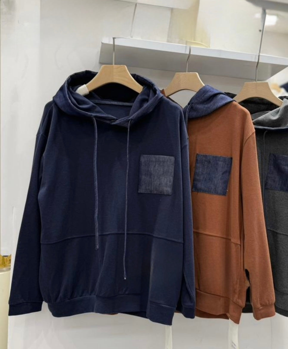 Casual Contrast Pocket Hoodie