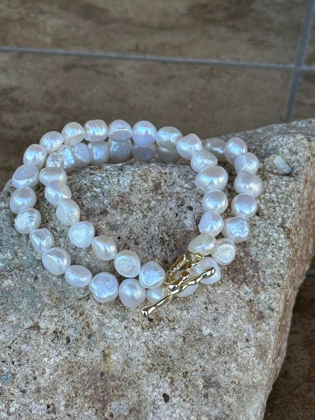 Organic Double Strand Fresh Water Pearl Bracelet