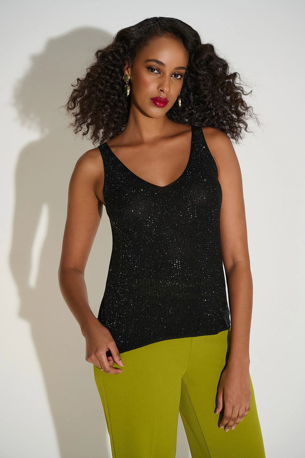 JOSEPH RIBKOFF BLACK SEQUIN CAMISOLE