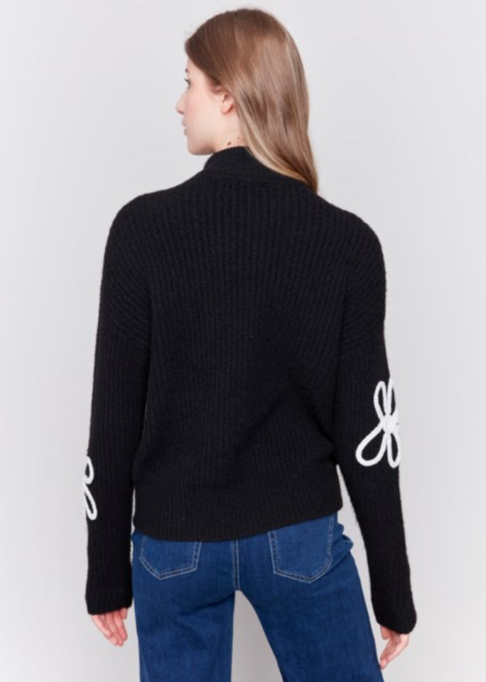 CHAR LONG SLEEVE MOCK-NECK SWEATER BLACK