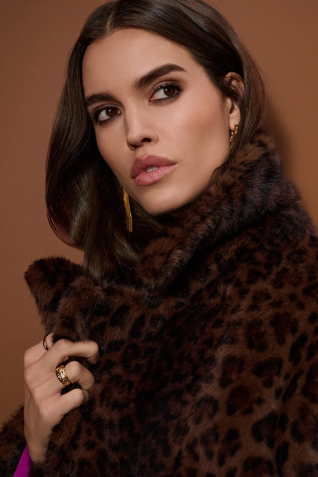 Joseph Ribkoff Leopard Print Faux Fur Coat