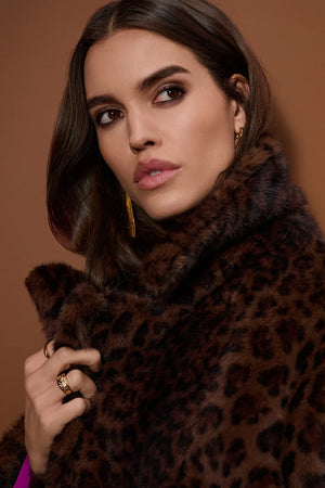 Joseph Ribkoff Leopard Print Faux Fur Coat