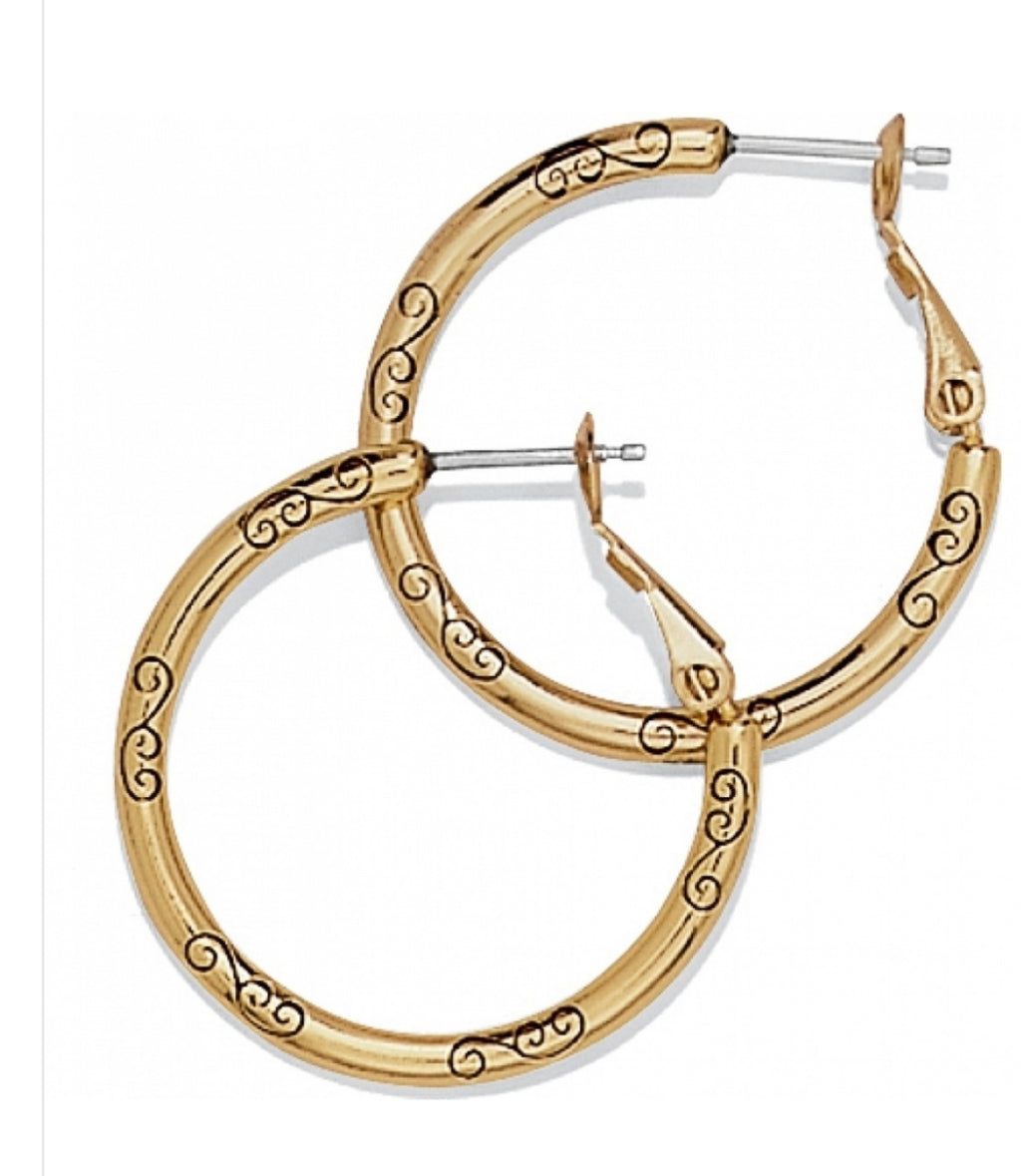 Small Hoop Charm Earrings Gold