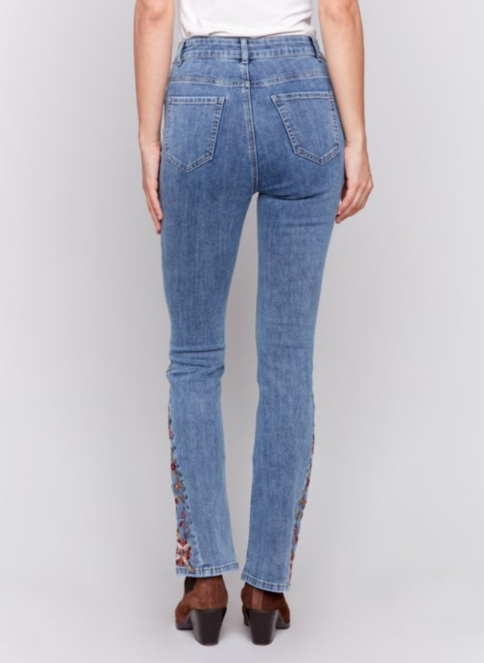 Embroidered Side Bootcut Jean Back