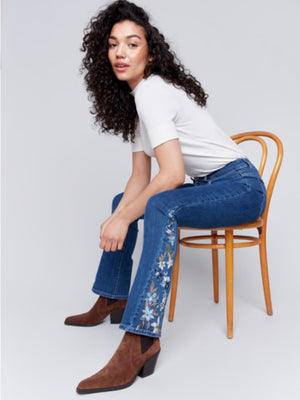 Embroidered Side Bootcut Jean