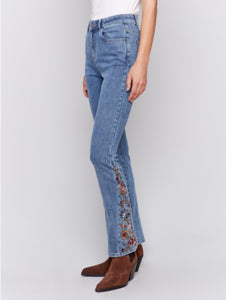 Embroidered Side Bootcut Jean