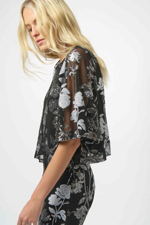Joseph Ribkoff Sequin Embroidered Floral Top