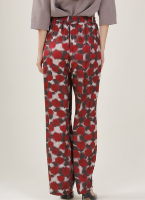 FANTASIA-BORDEAUX SPOT PATTERN PALAZZO TROUSERS