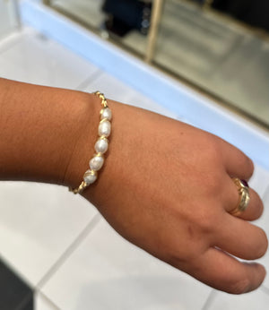 FUYU Gold Twine Fresh Pearl Bracelet