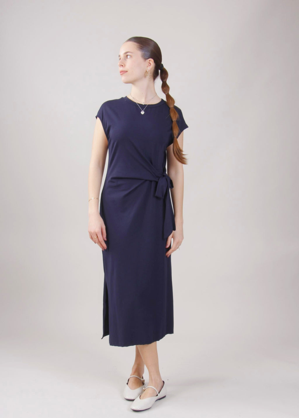 Lila Cotton Fitted Dress Navy