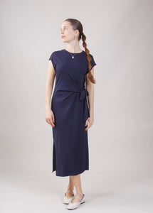 Lila Cotton Fitted Dress Navy