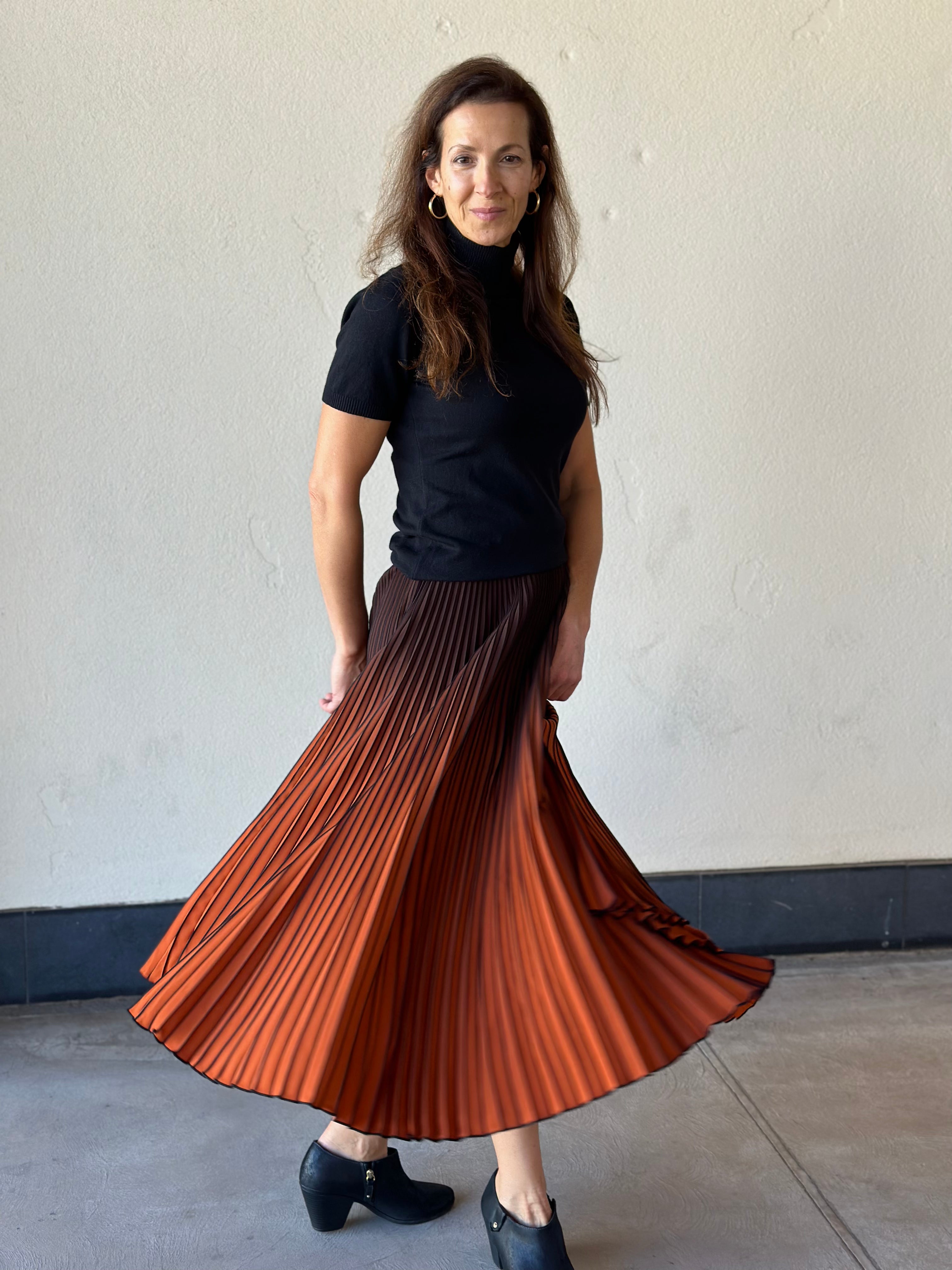 Crin Midi Pleaded Skirt Spice