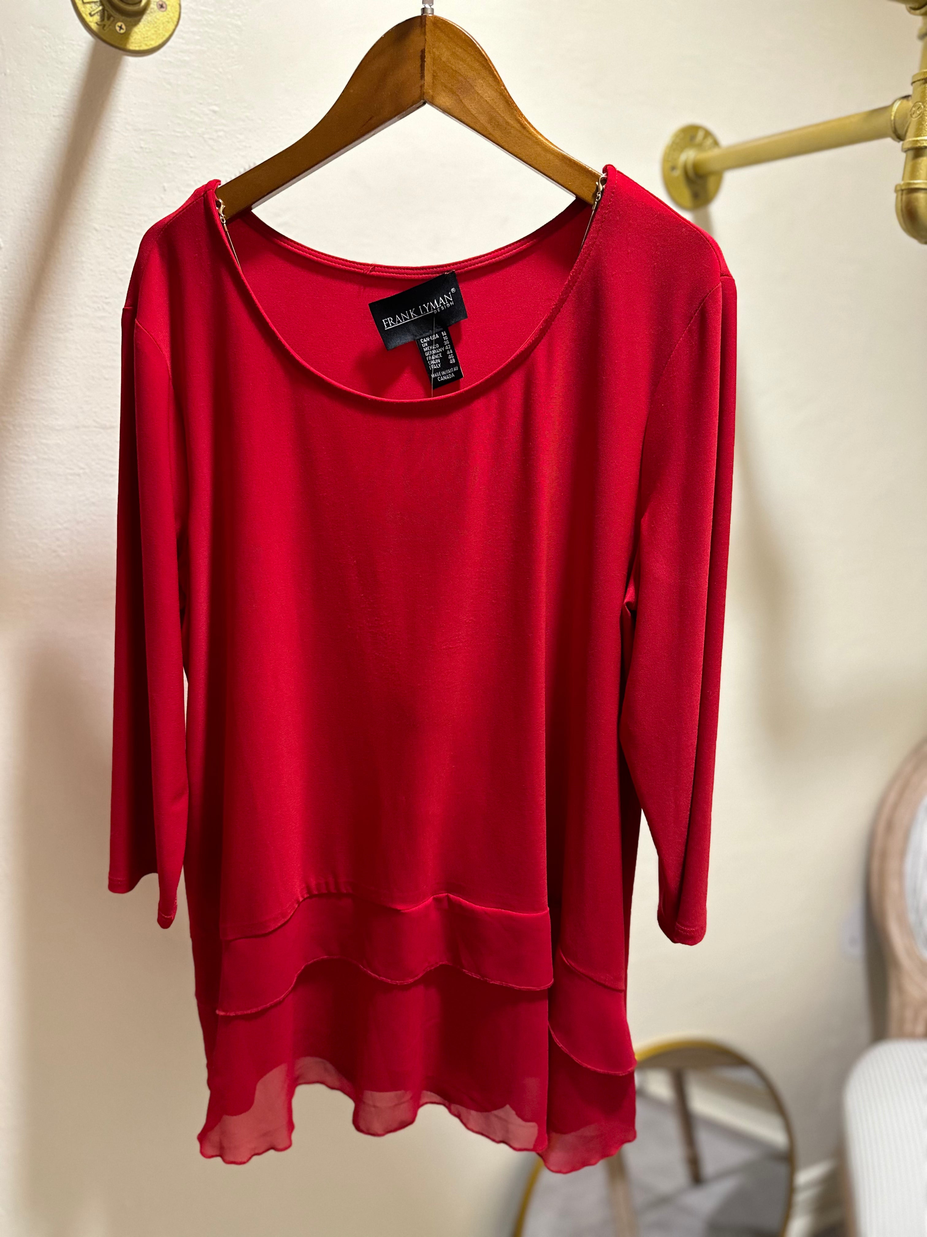 Frank Lyman Red Silky Knit Top