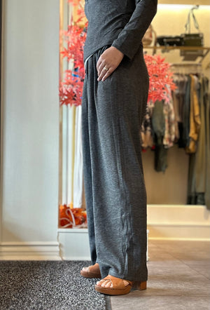 High Waist Charcoal Grey Wide Leg Pants