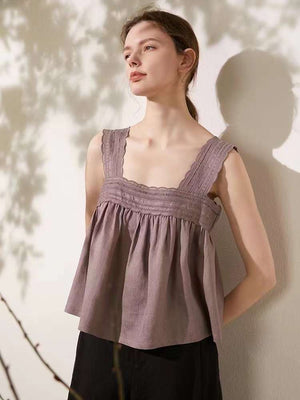 Peasant Linen Tank Top