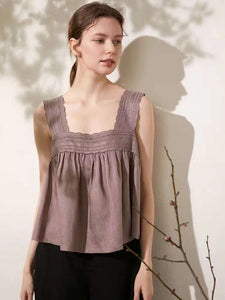 Peasant Linen Tank Top