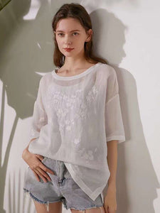 Embroidered Ramie Blouse