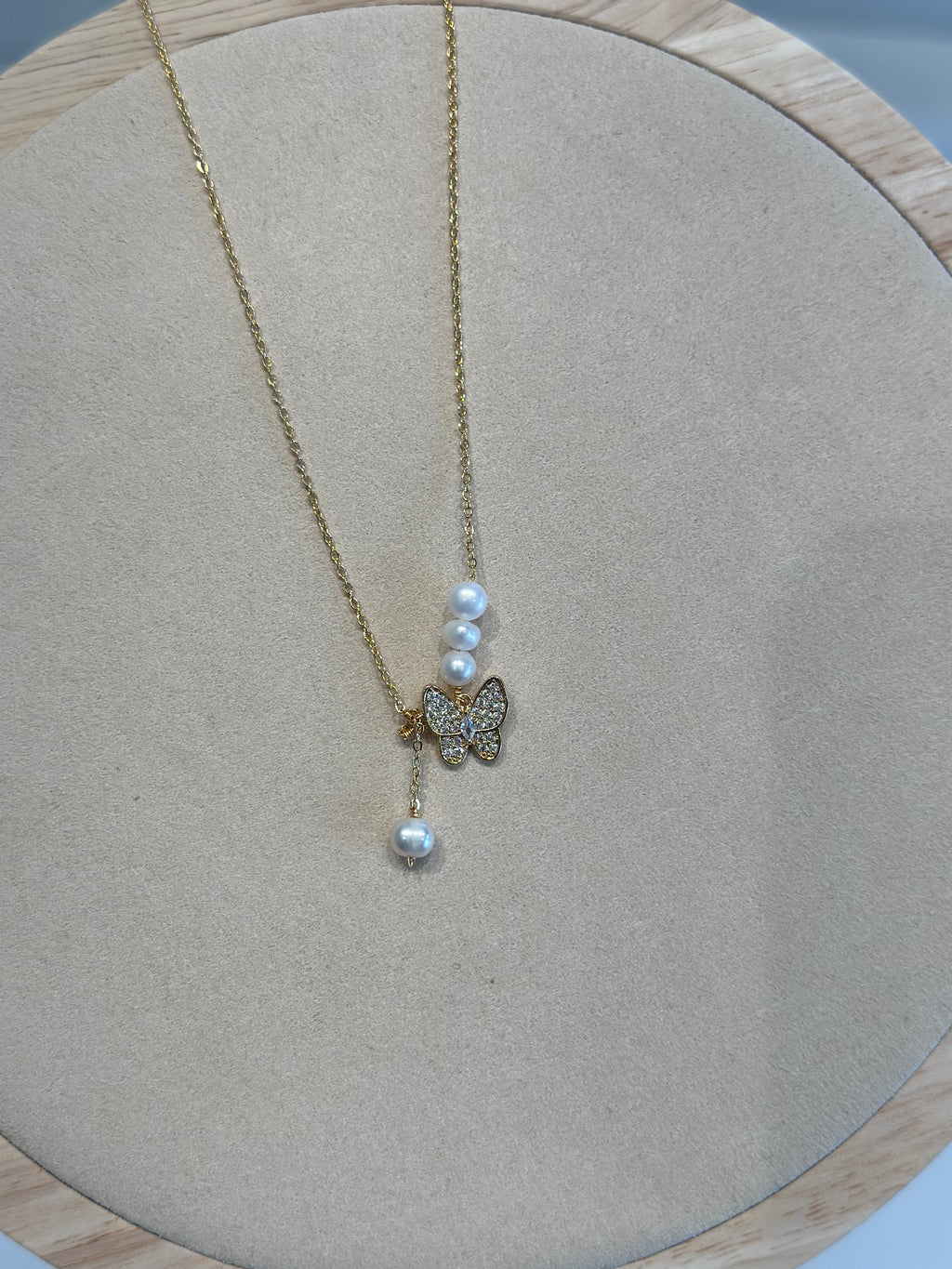 FUYU SPARKLE BUTTERFLY PEARL NECKLACE