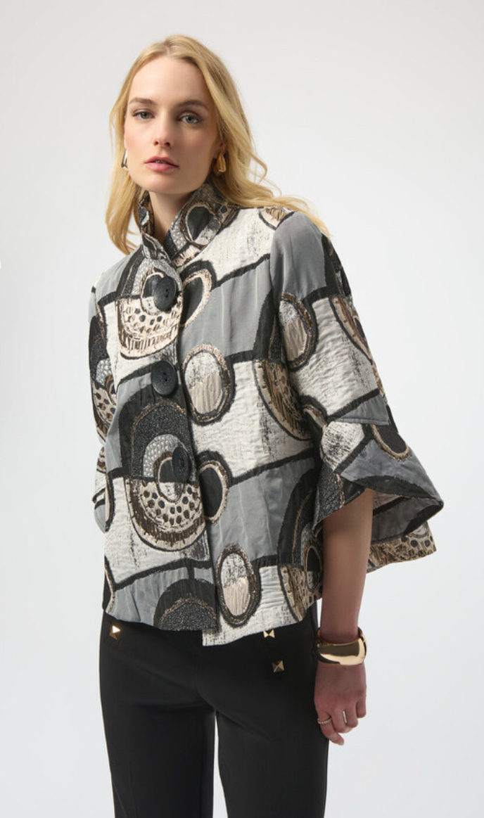 Joseph Ribkoff Abstract Jacquard Trapeze Jacket
