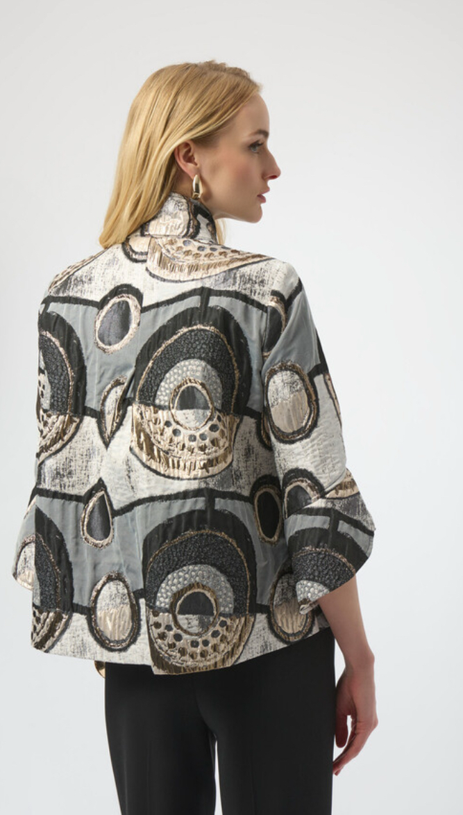 Joseph Ribkoff Abstract Jacquard Trapeze Jacket