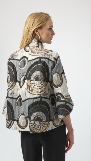 Joseph Ribkoff Abstract Jacquard Trapeze Jacket