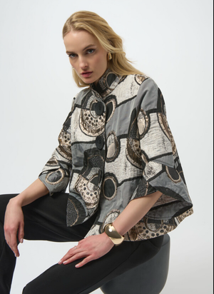 Joseph Ribkoff Abstract Jacquard Trapeze Jacket