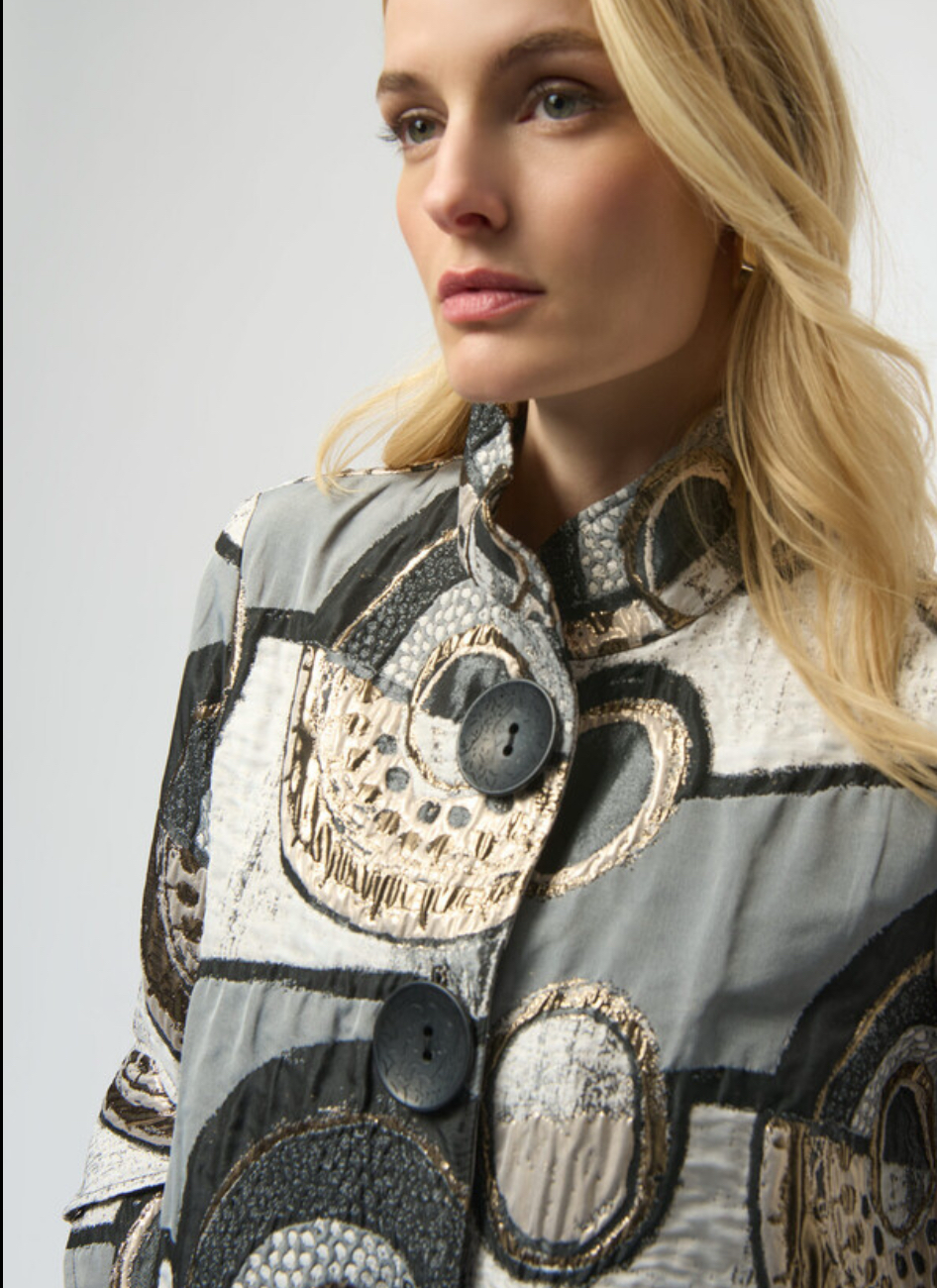 Joseph Ribkoff Abstract Jacquard Trapeze Jacket