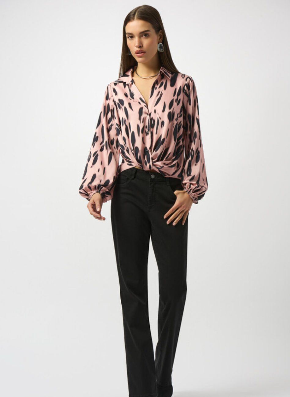 Joseph Ribkoff Satin Animal Print Top