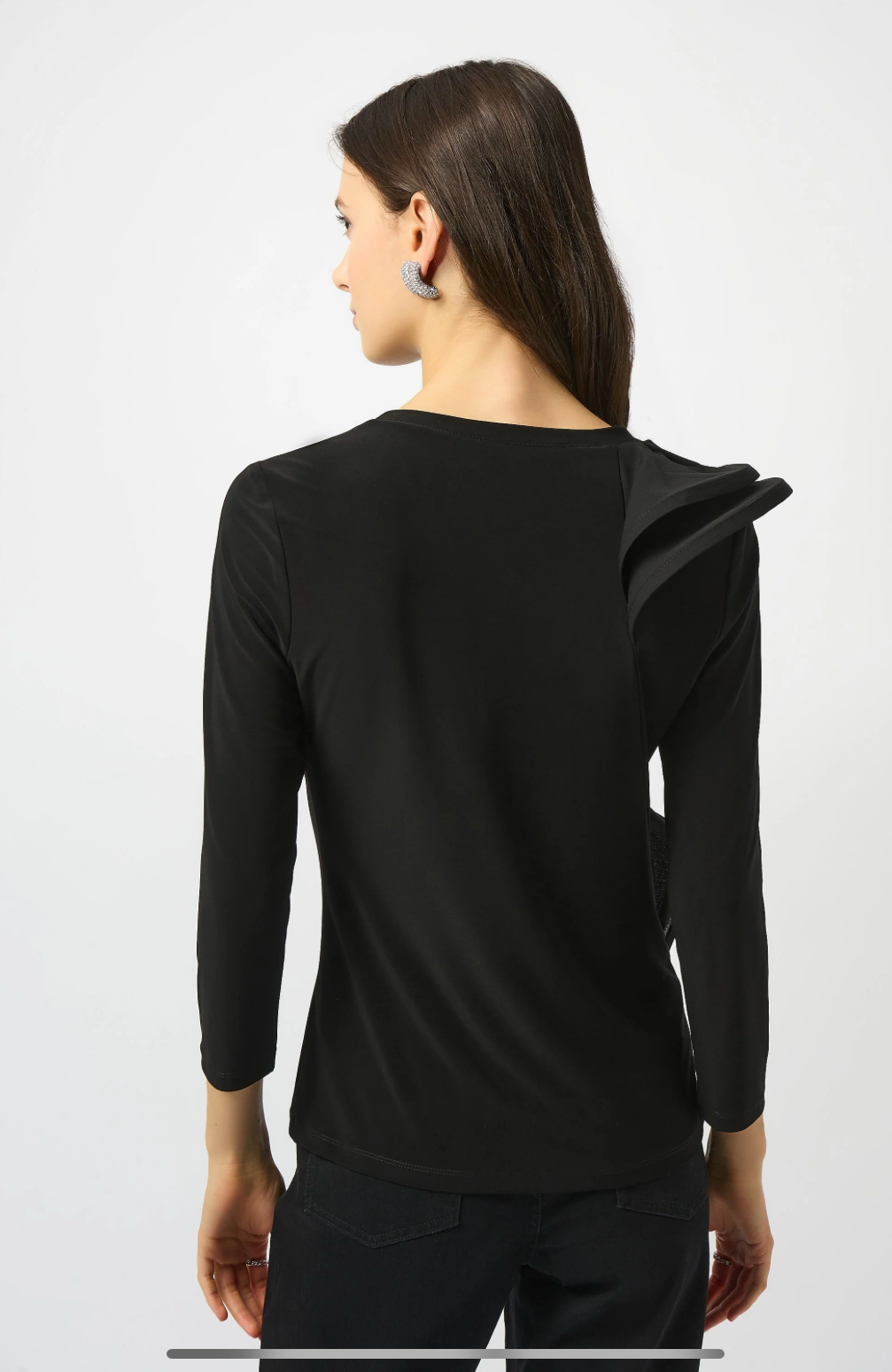 Joseph Ribkoff BLK Silky Knit Ruffled Top