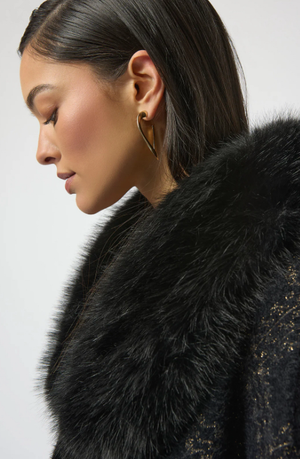 Joseph Ribkoff Plaid Fur Collar Cape