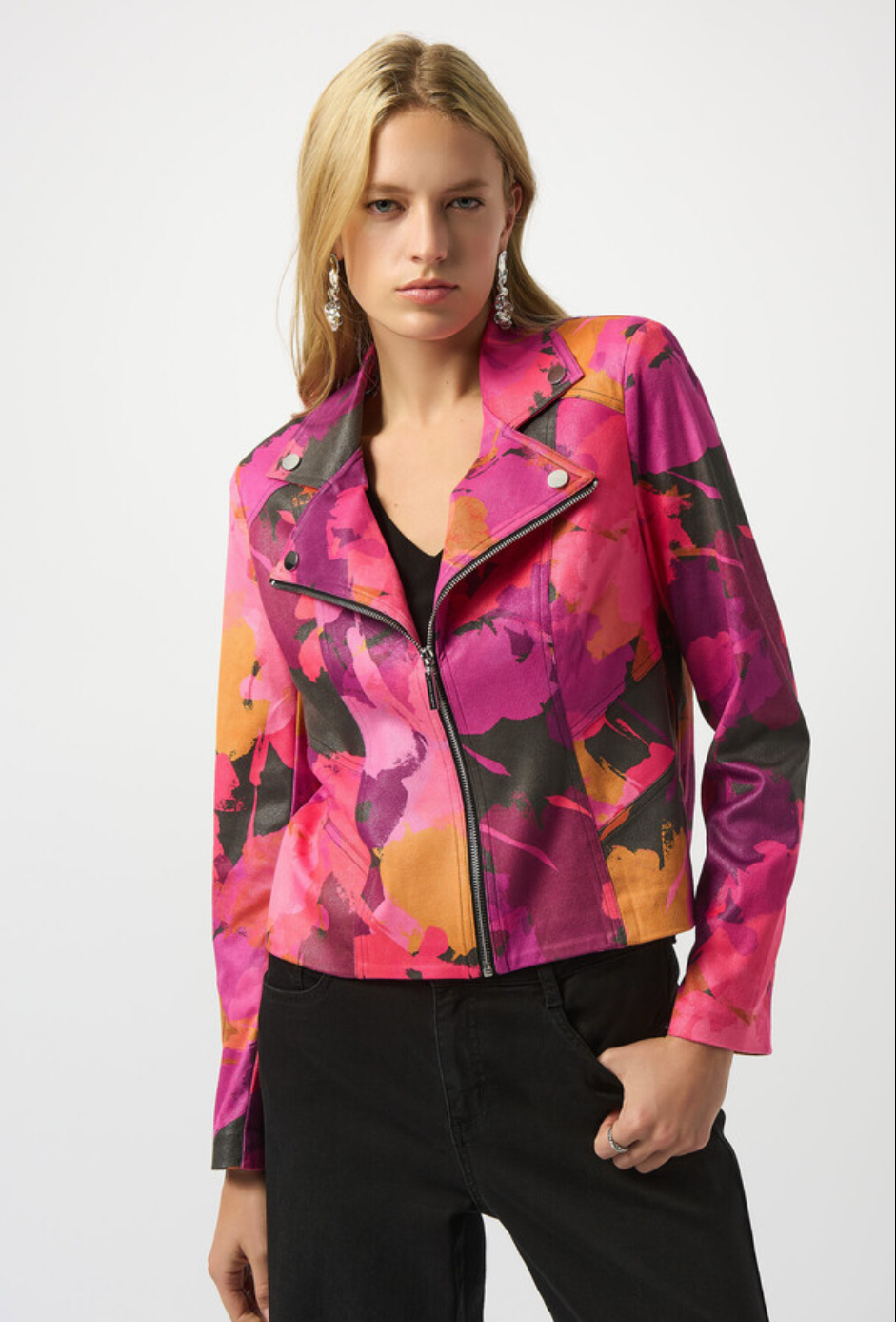 Joseph Ribkoff Floral Biker Jacket