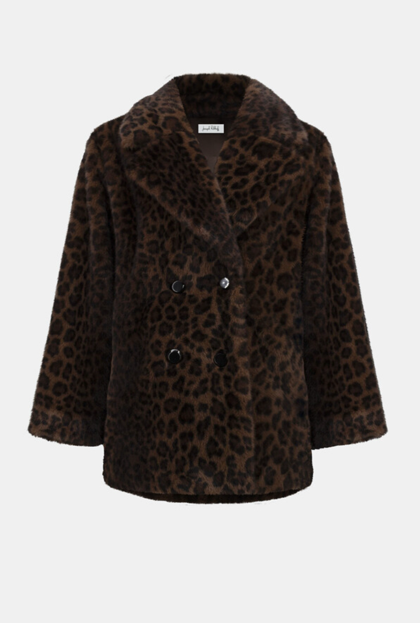 Joseph Ribkoff Leopard Print Faux Fur Coat