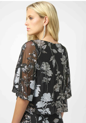 Joseph Ribkoff Sequin Embroidered Floral Top