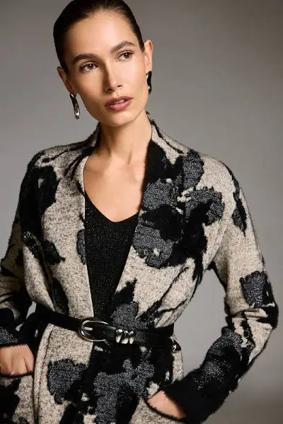Joseph Ribkoff Jacquard Knit Long Cardigan