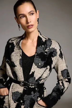 Joseph Ribkoff Jacquard Knit Long Cardigan