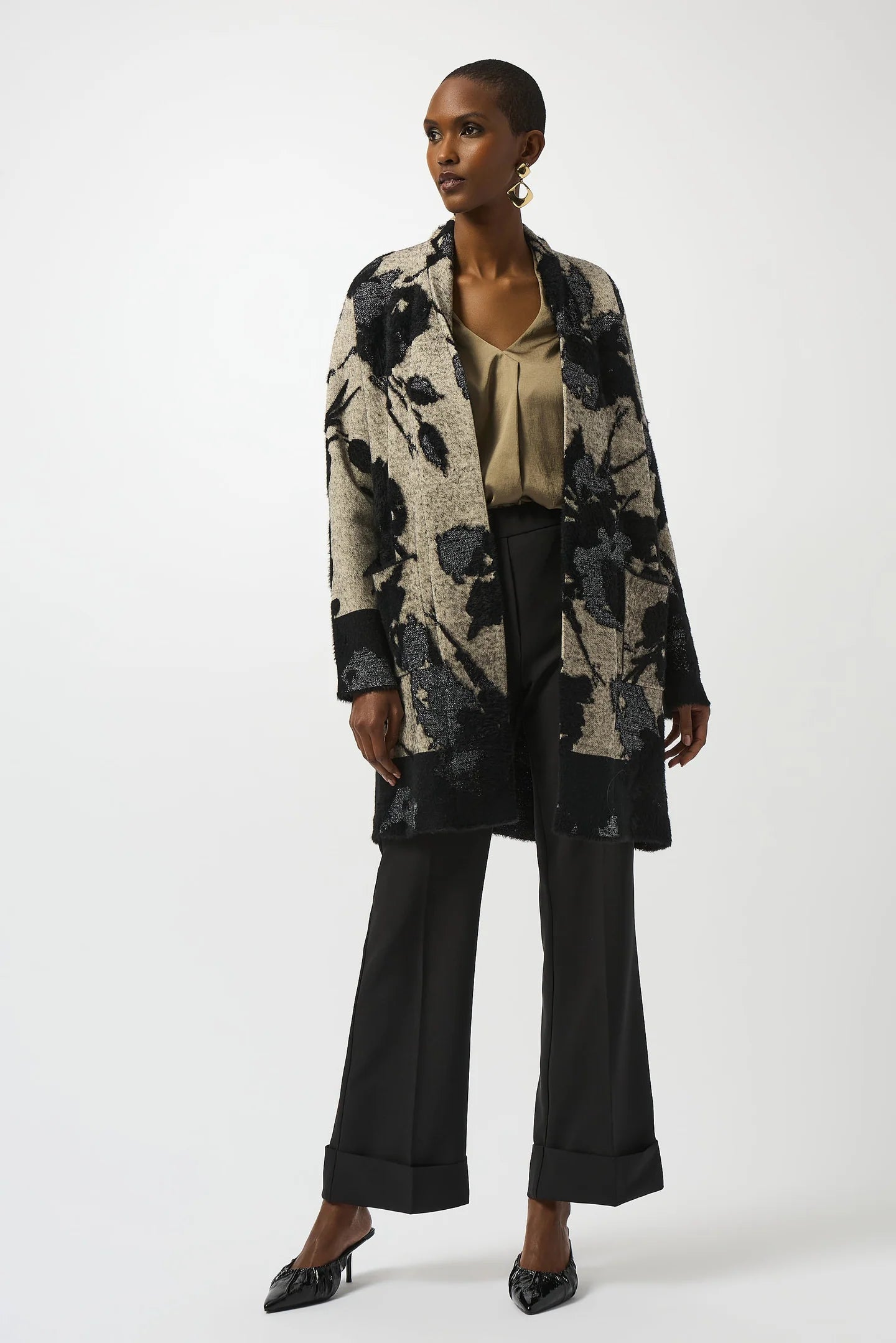 Joseph Ribkoff Jacquard Knit Long Cardigan