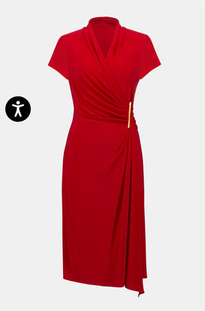Joseph Ribkoff Cocktail Wrap Dress Red Clutch Joseph Ribkoff Cocktail Wrap Dress Red Clutch