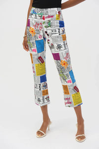 Joseph Ribkoff Millennium Multi Word print flared Pants 252047
