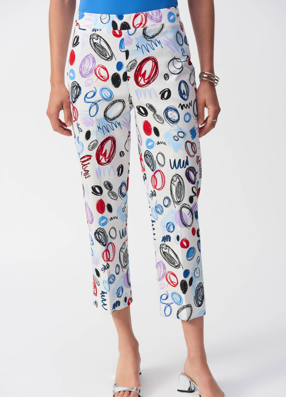 Joseph Ribkoff Vanilla/Multi Abstract Crop Pants